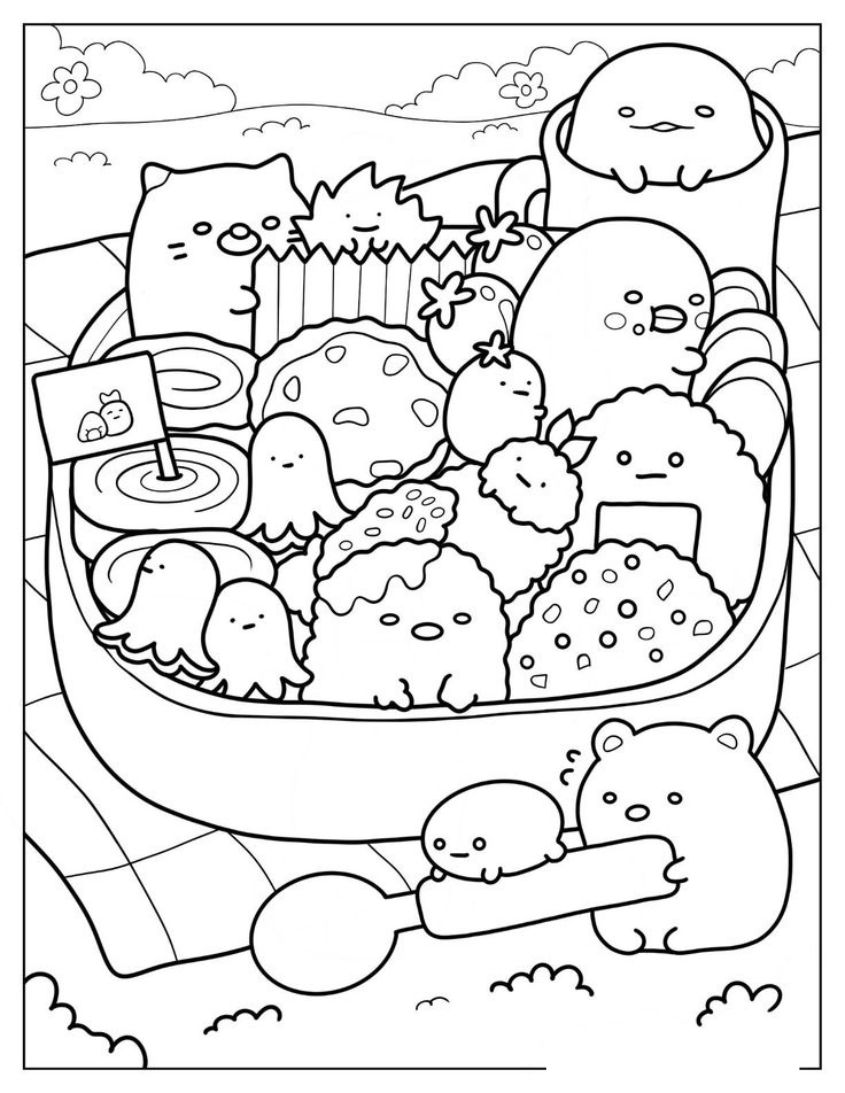 Tranh tô màu đồ ăn sushi số 21 Tranh tô màu đồ ăn sushi số 21