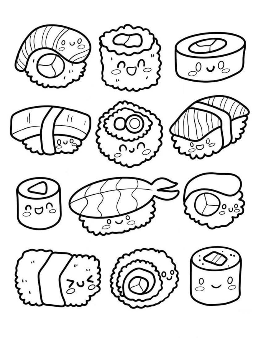 Tranh tô màu đồ ăn sushi số 22 Tranh tô màu đồ ăn sushi số 22