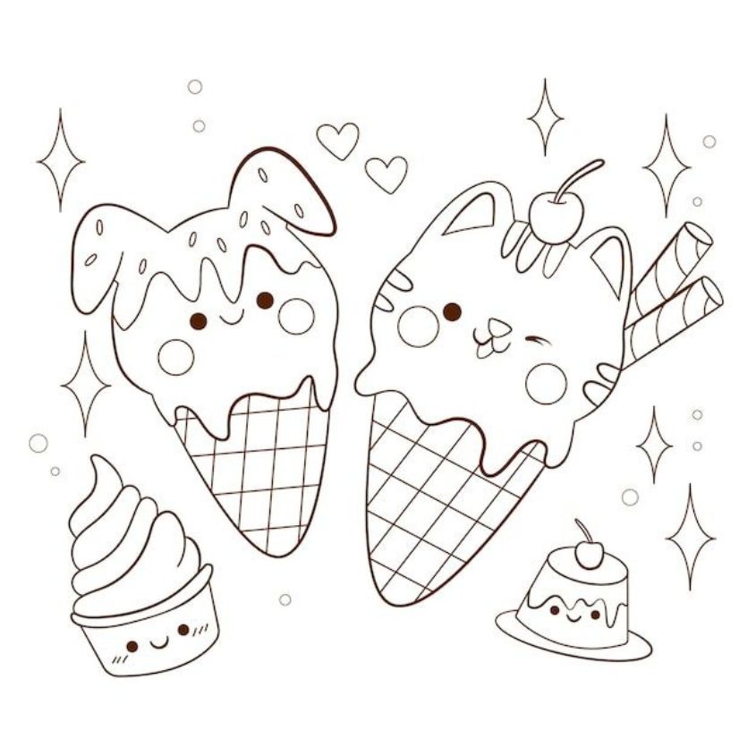 Tranh tô màu đồ ăn chibi số 7 Tranh tô màu đồ ăn chibi số 7