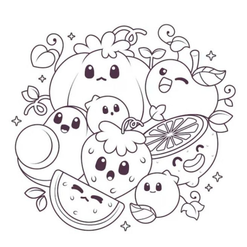 Tranh tô màu đồ ăn chibi số 14 Tranh tô màu đồ ăn chibi số 14