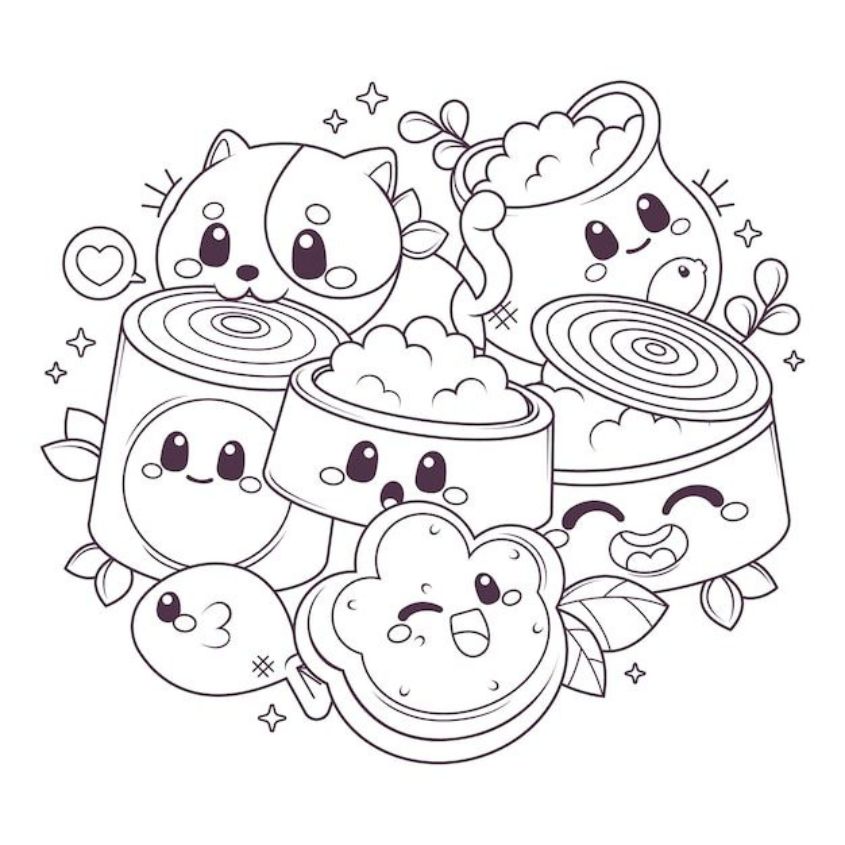 Tranh tô màu đồ ăn chibi số 17 Tranh tô màu đồ ăn chibi số 17