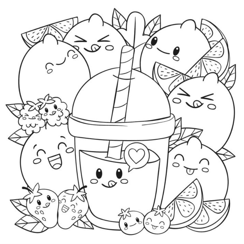 Tranh tô màu đồ ăn chibi số 18 Tranh tô màu đồ ăn chibi số 18