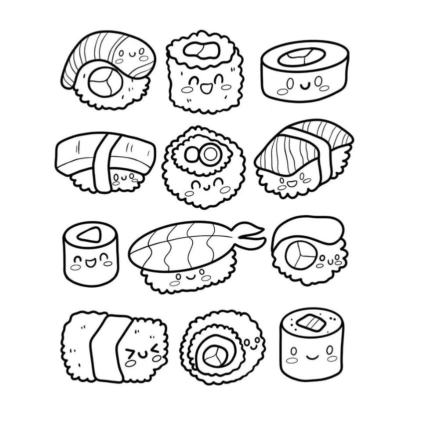 Tranh tô màu đồ ăn sushi số 26 Tranh tô màu đồ ăn sushi số 26