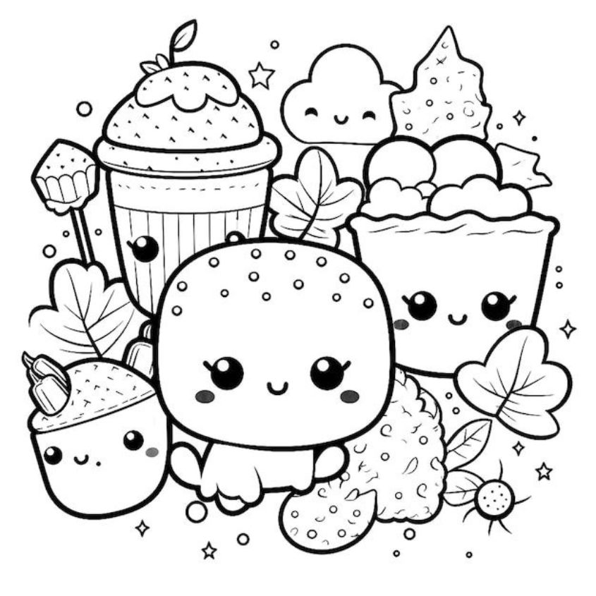 Tranh tô màu đồ ăn chibi số 21 Tranh tô màu đồ ăn chibi số 21