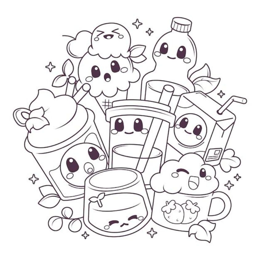 Tranh tô màu đồ ăn chibi số 22 Tranh tô màu đồ ăn chibi số 22