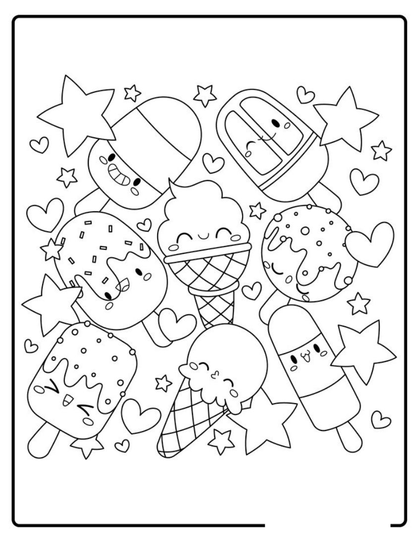 Tranh tô màu đồ ăn chibi số 24 Tranh tô màu đồ ăn chibi số 24