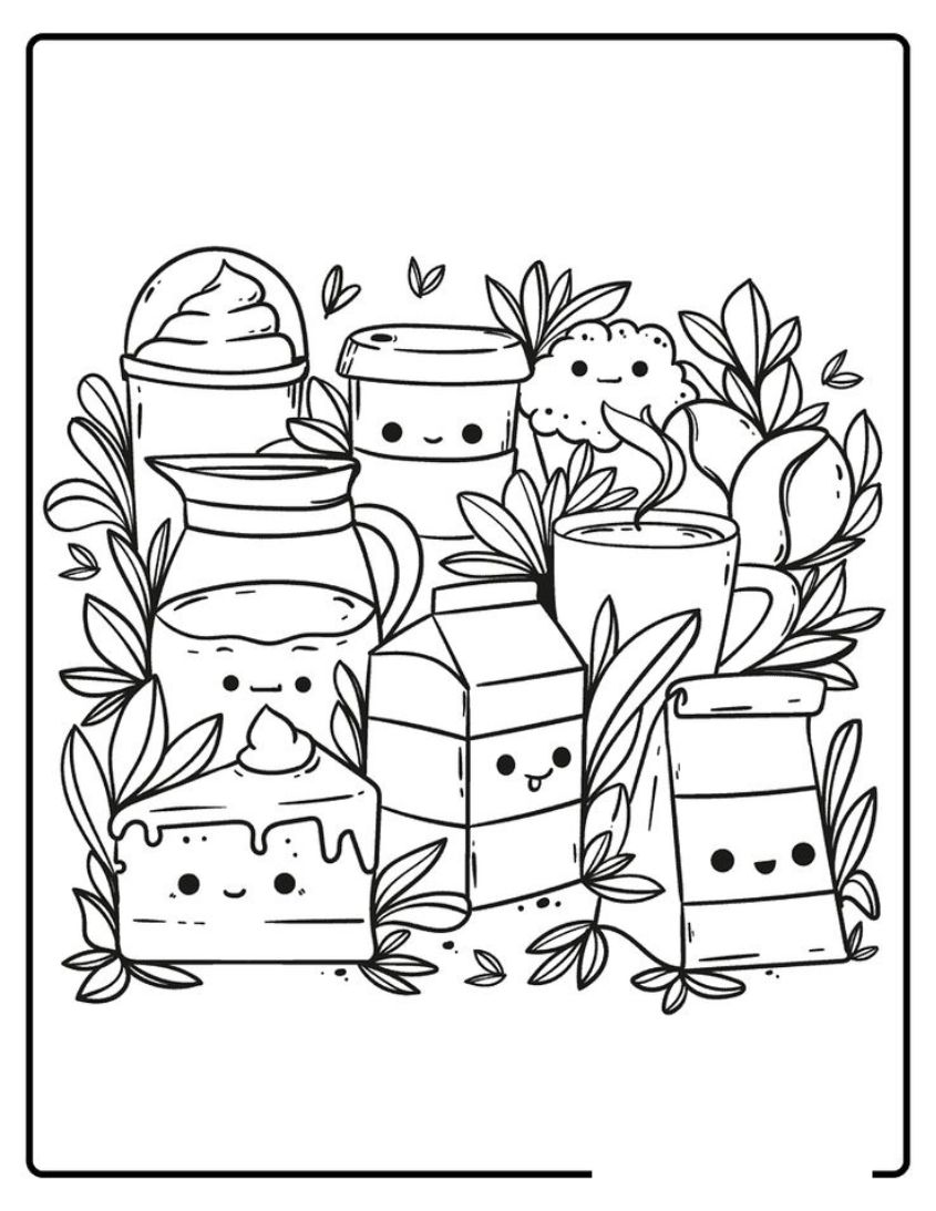 Tranh tô màu đồ ăn chibi số 27 Tranh tô màu đồ ăn chibi số 27