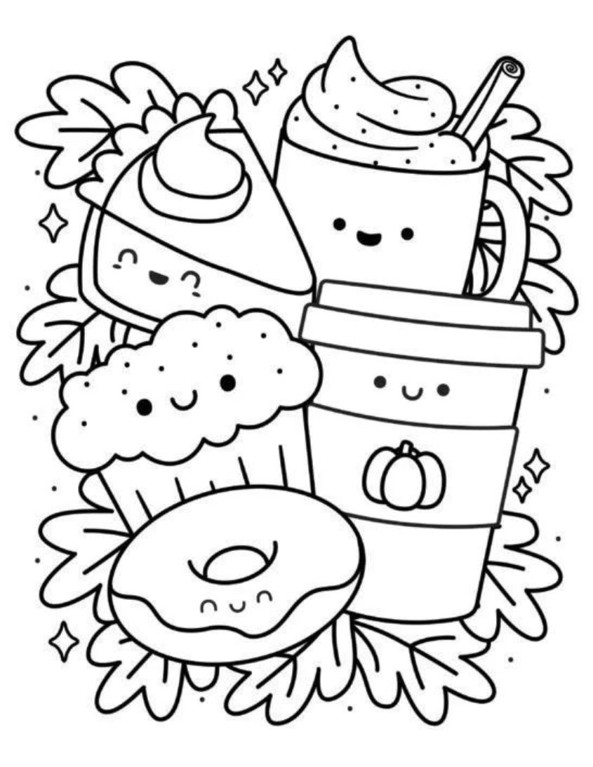 Tranh tô màu đồ ăn chibi số 28 Tranh tô màu đồ ăn chibi số 28