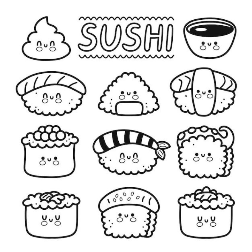 Tranh tô màu đồ ăn sushi số 27 Tranh tô màu đồ ăn sushi số 27