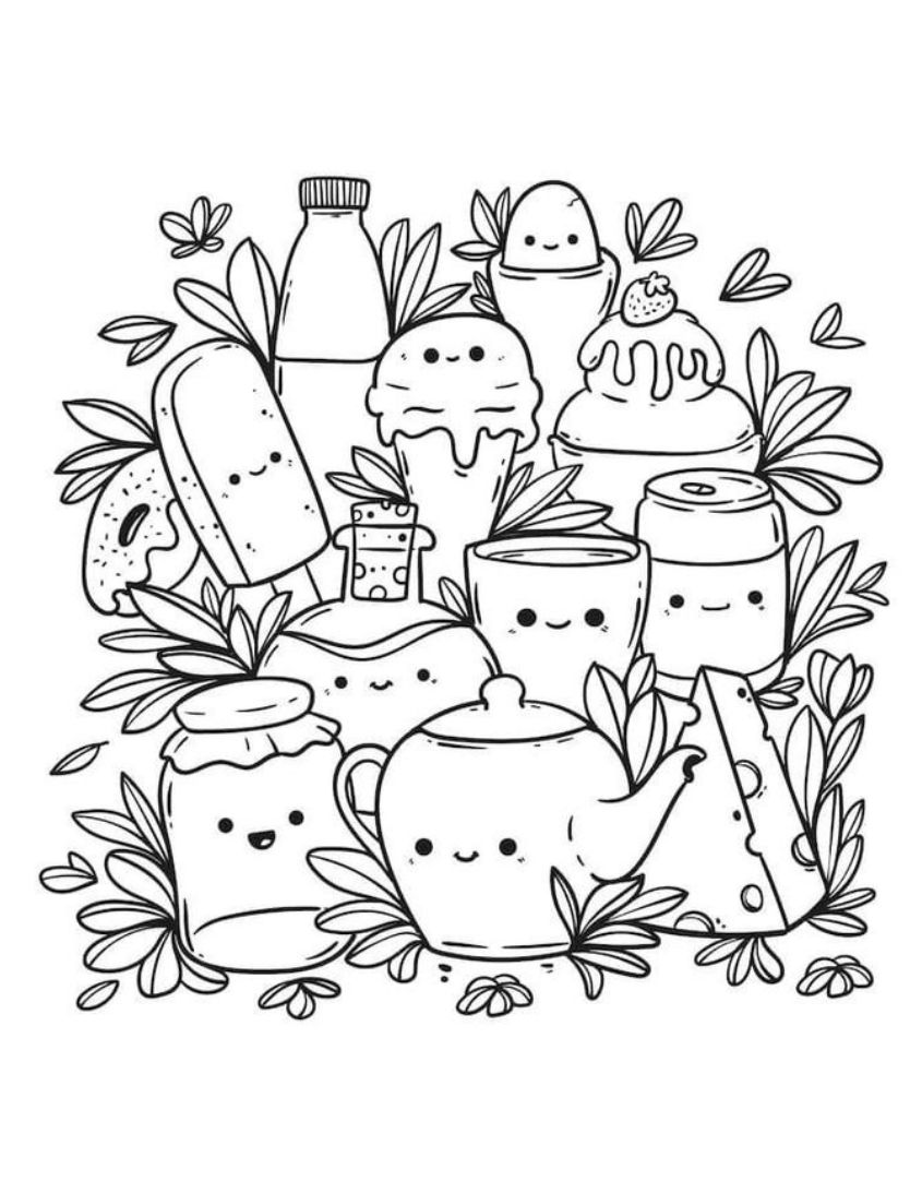 Tranh tô màu đồ ăn chibi số 31 Tranh tô màu đồ ăn chibi số 31