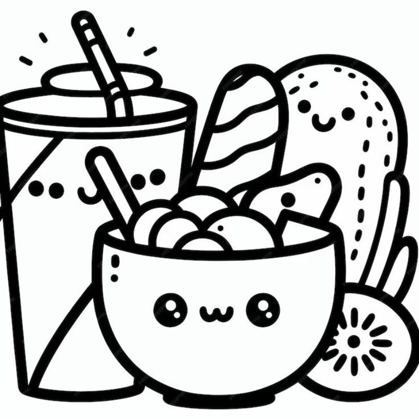 Tranh tô màu đồ ăn nhanh cute số 3 Tranh tô màu đồ ăn nhanh cute số 3