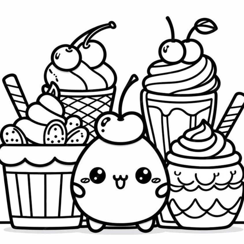 Tranh tô màu đồ ăn nhanh cute số 4 Tranh tô màu đồ ăn nhanh cute số 4