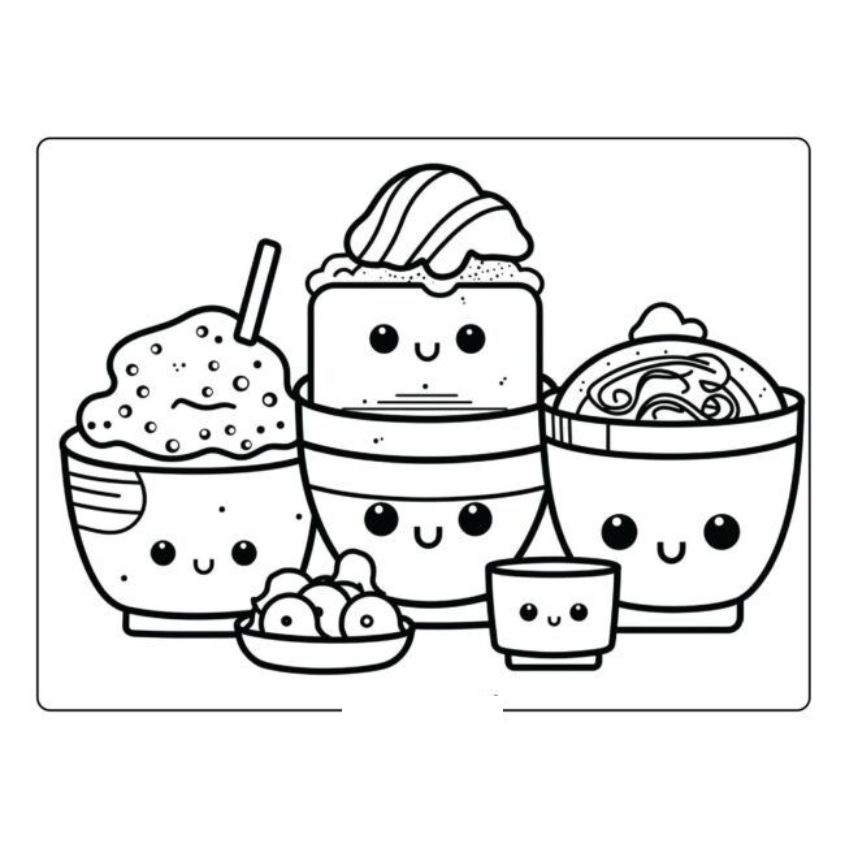 Tranh tô màu đồ ăn nhanh cute số 9 Tranh tô màu đồ ăn nhanh cute số 9