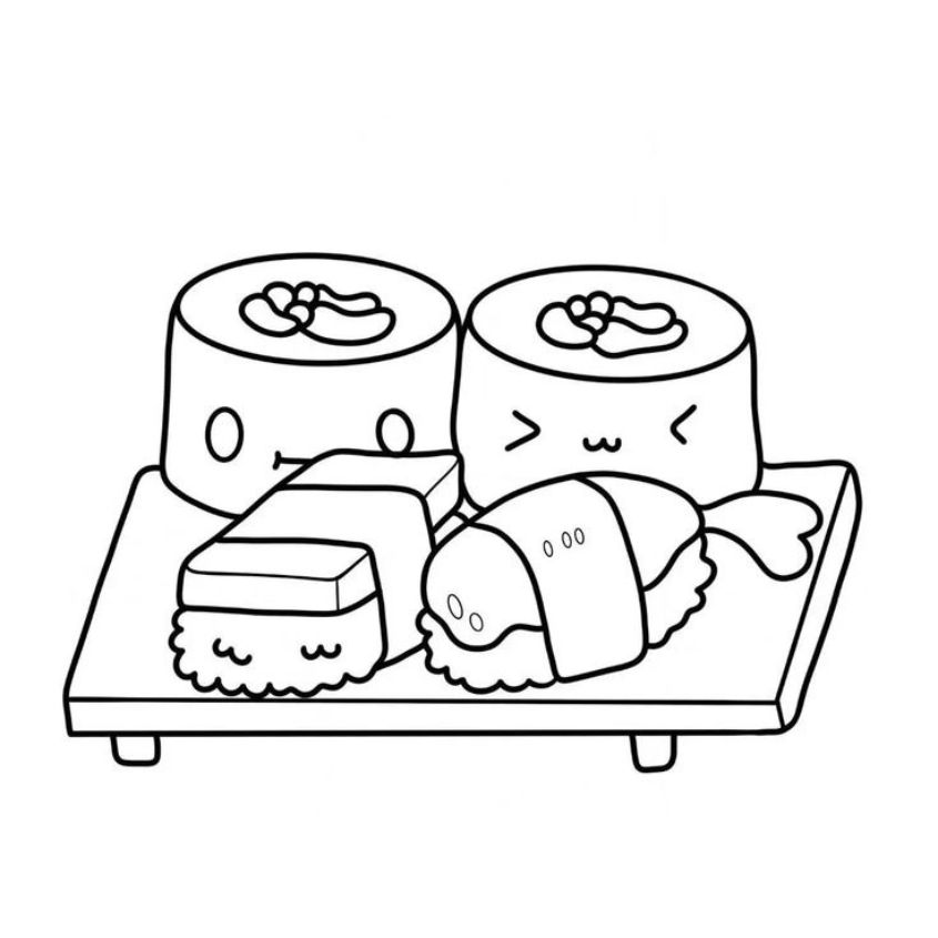 Tranh tô màu đồ ăn sushi số 28 Tranh tô màu đồ ăn sushi số 28