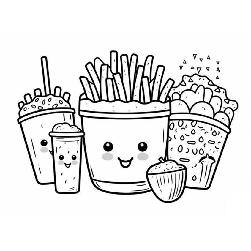 Tranh tô màu đồ ăn nhanh cute số 11 Tranh tô màu đồ ăn nhanh cute số 11