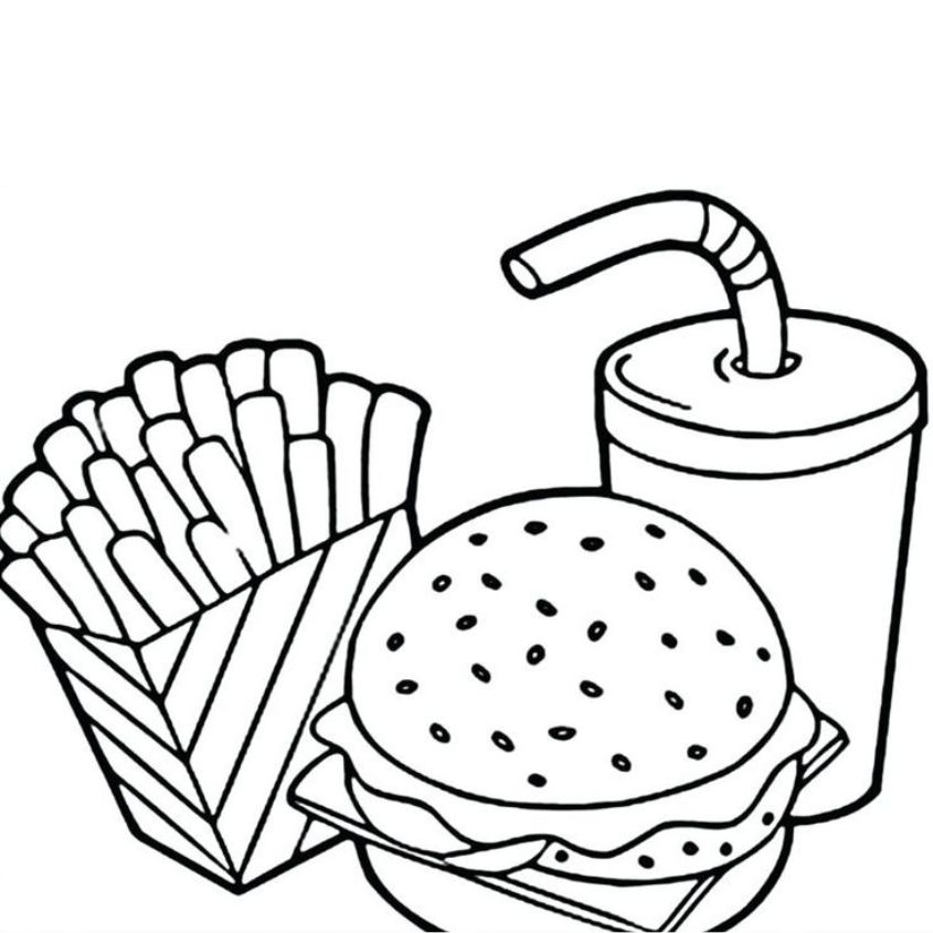 Tranh tô màu đồ ăn nhanh cute số 12 Tranh tô màu đồ ăn nhanh cute số 12