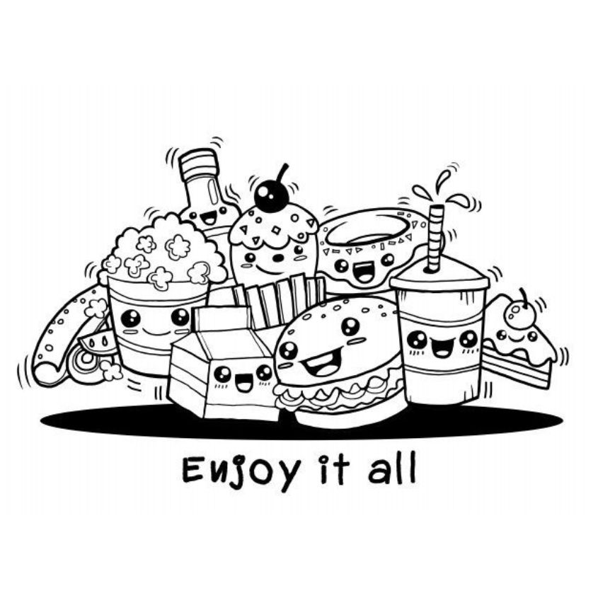 Tranh tô màu đồ ăn nhanh cute số 14 Tranh tô màu đồ ăn nhanh cute số 14