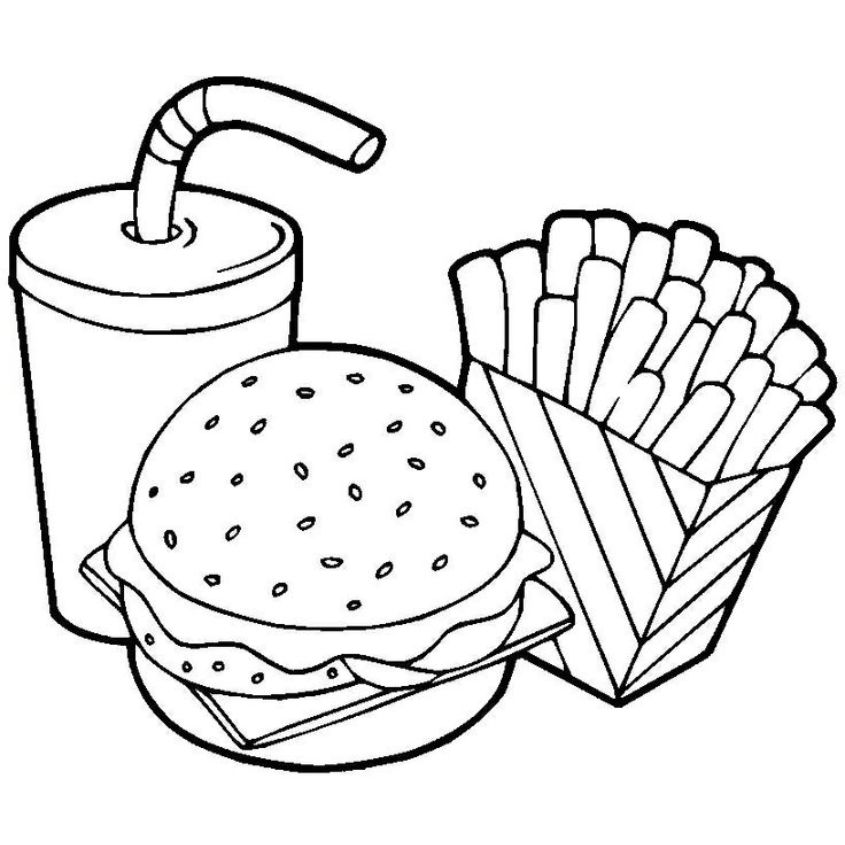 Tranh tô màu đồ ăn nhanh cute số 15 Tranh tô màu đồ ăn nhanh cute số 15
