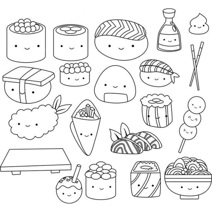 Tranh tô màu đồ ăn sushi số 29 Tranh tô màu đồ ăn sushi số 29