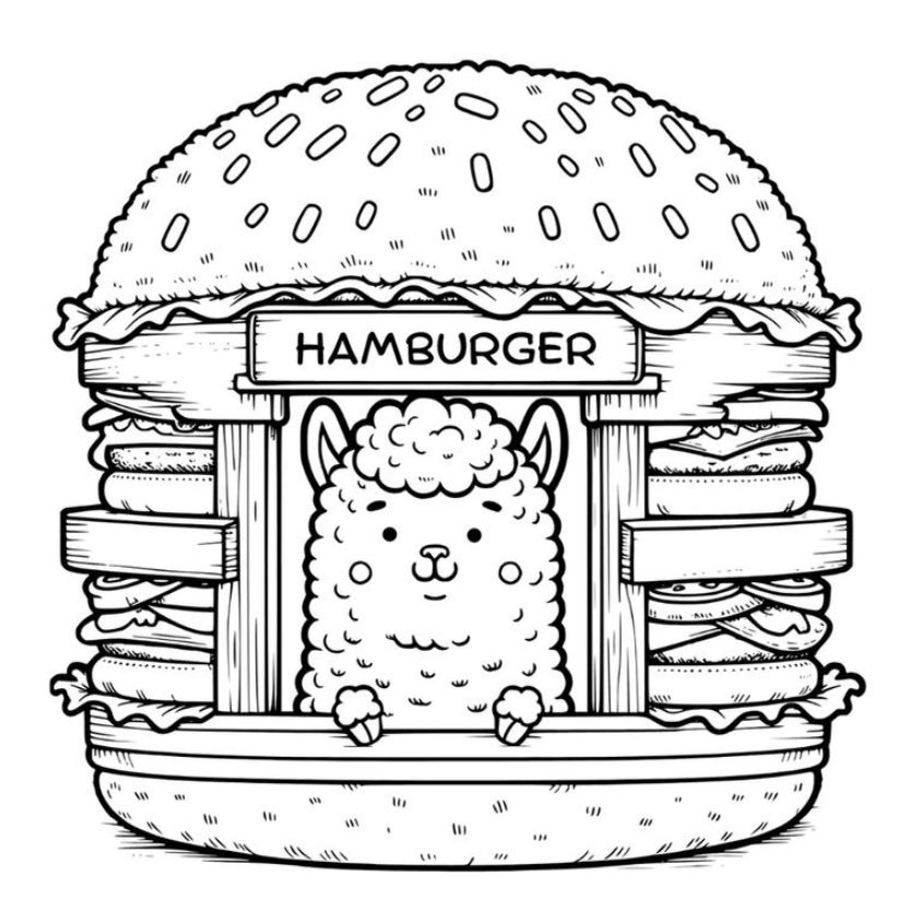 Tranh tô màu đồ ăn nhanh cute số 22 Tranh tô màu đồ ăn nhanh cute số 22