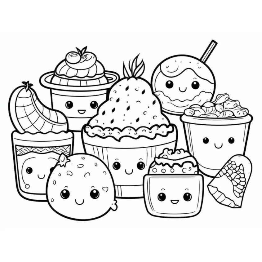 Tranh tô màu đồ ăn nhanh cute số 23 Tranh tô màu đồ ăn nhanh cute số 23