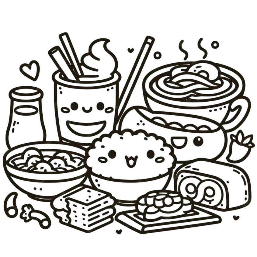 Tranh tô màu đồ ăn nhanh cute số 24 Tranh tô màu đồ ăn nhanh cute số 24