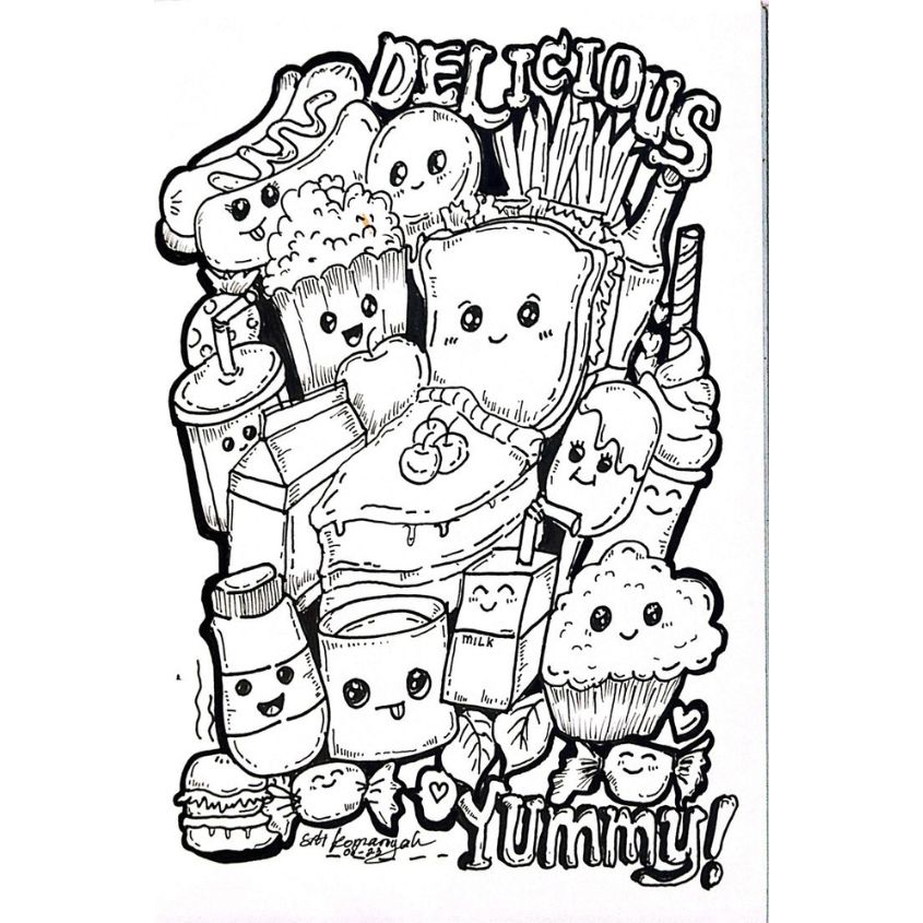 Tranh tô màu đồ ăn nhanh cute số 26 Tranh tô màu đồ ăn nhanh cute số 26