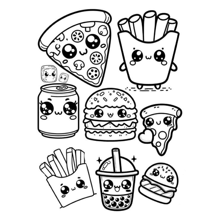 Tranh tô màu đồ ăn nhanh cute số 28 Tranh tô màu đồ ăn nhanh cute số 28