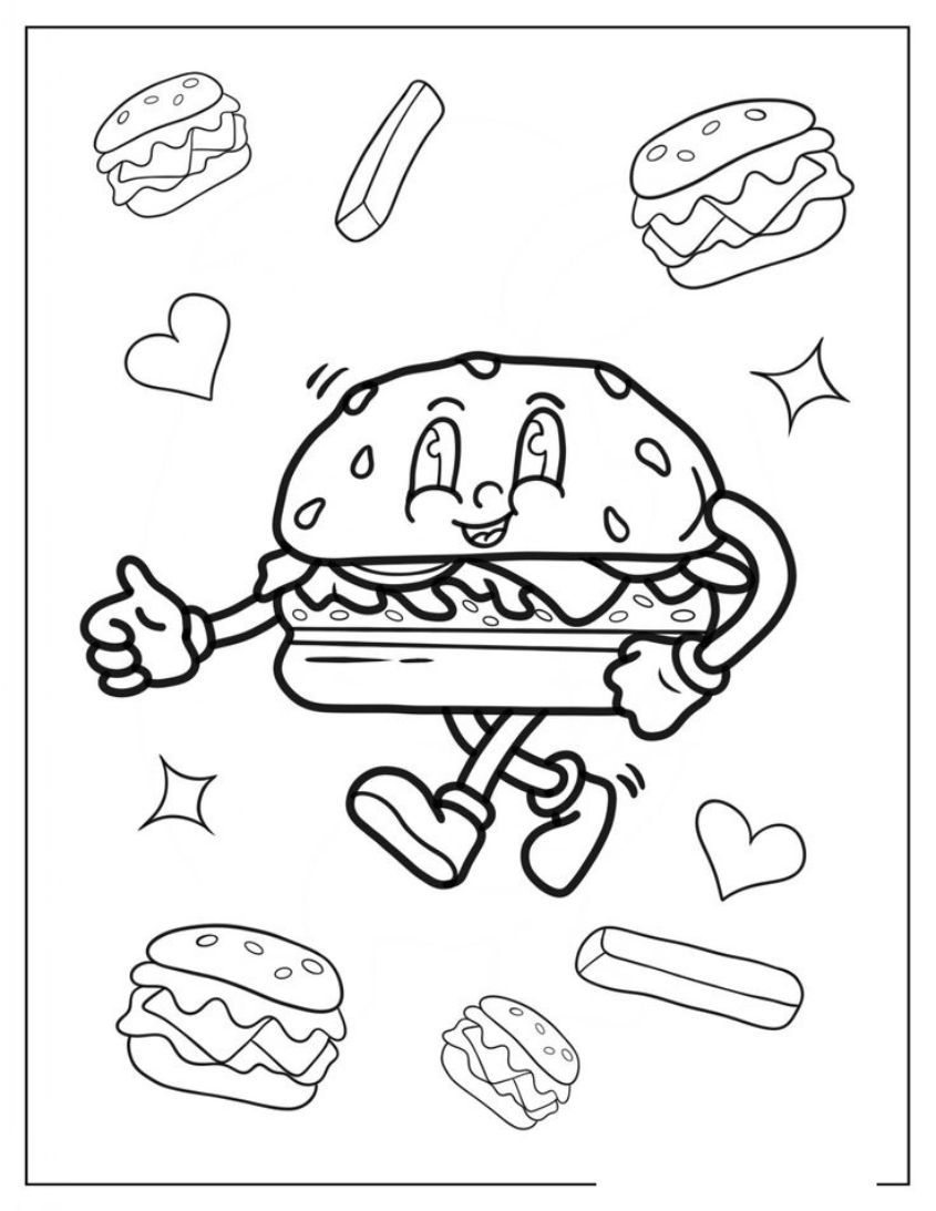 Tranh tô màu đồ ăn nhanh cute số 32 Tranh tô màu đồ ăn nhanh cute số 32
