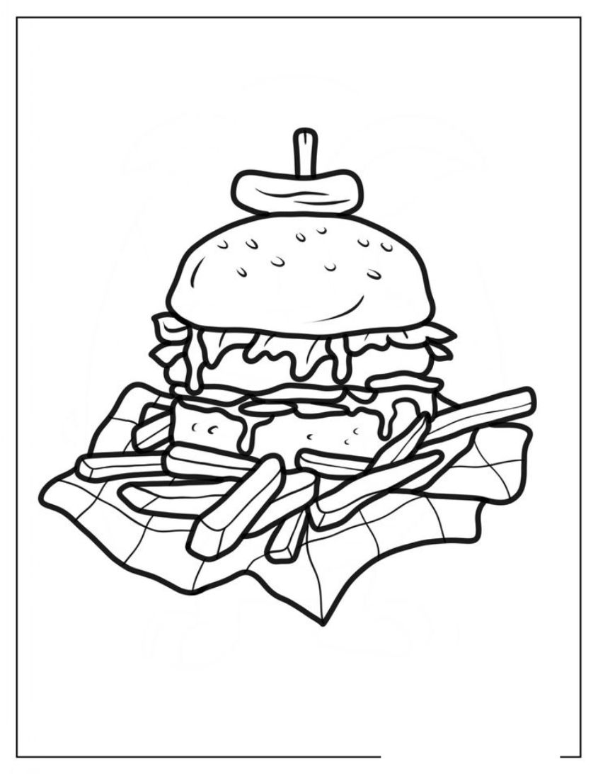 Tranh tô màu đồ ăn nhanh cute số 34 Tranh tô màu đồ ăn nhanh cute số 34