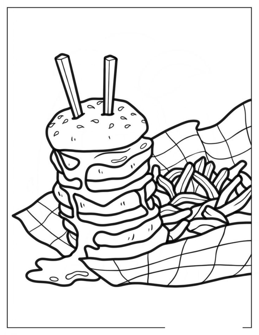 Tranh tô màu đồ ăn nhanh cute số 35 Tranh tô màu đồ ăn nhanh cute số 35