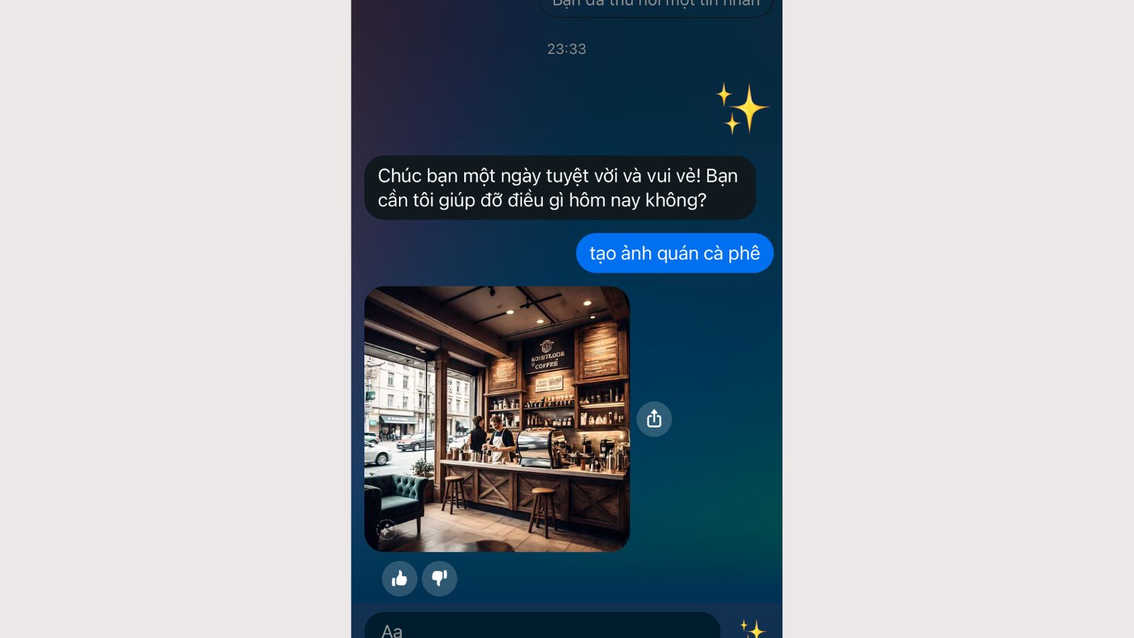 Hình ảnh quán cà phê được tạo ra bởi Meta AI Hình ảnh quán cà phê được tạo ra bởi Meta AI