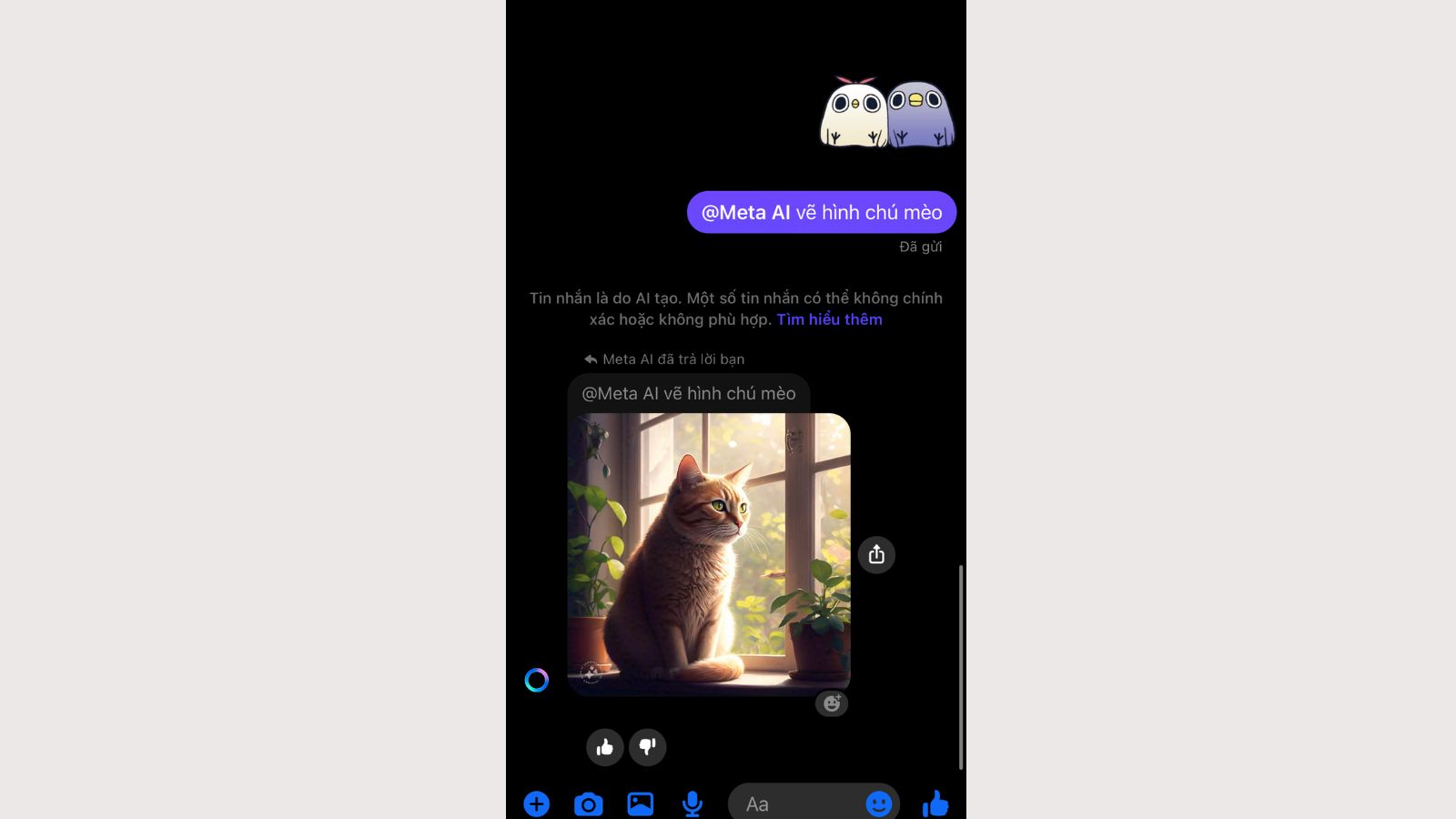 Nhập kết quả trả về Chú mèo được tạo bởi AI