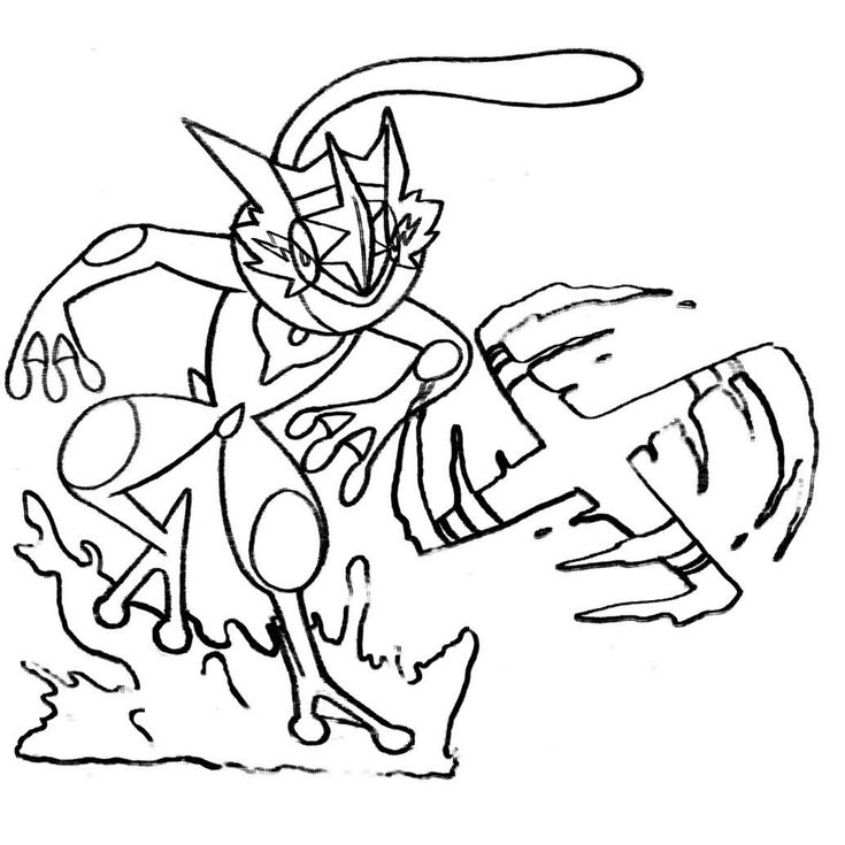 Tranh tô màu Pokemon Gekkouga mega số 4