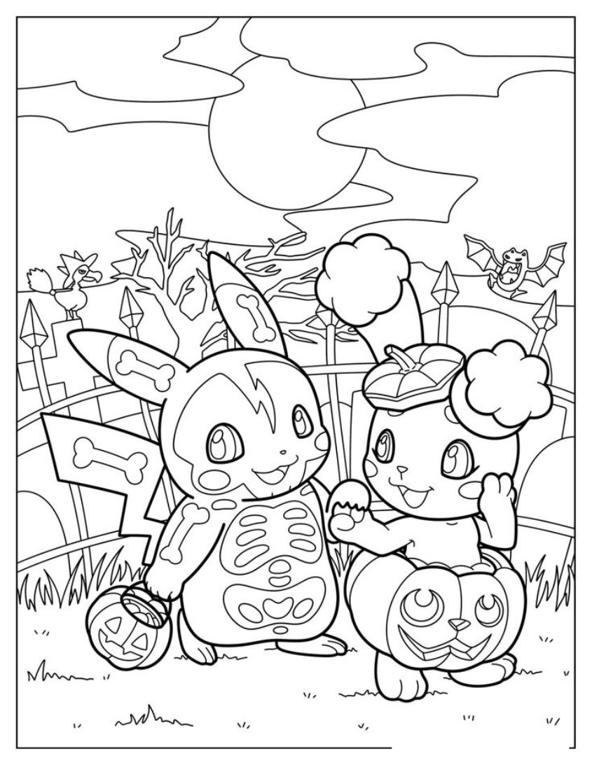 Tranh tô màu Pokemon cute, dễ thương số 2