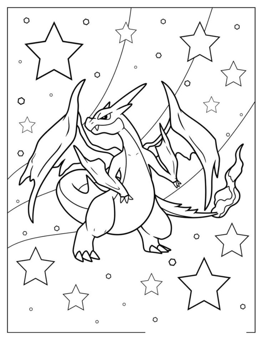 Tranh tô màu Pokemon Lizadon số 2