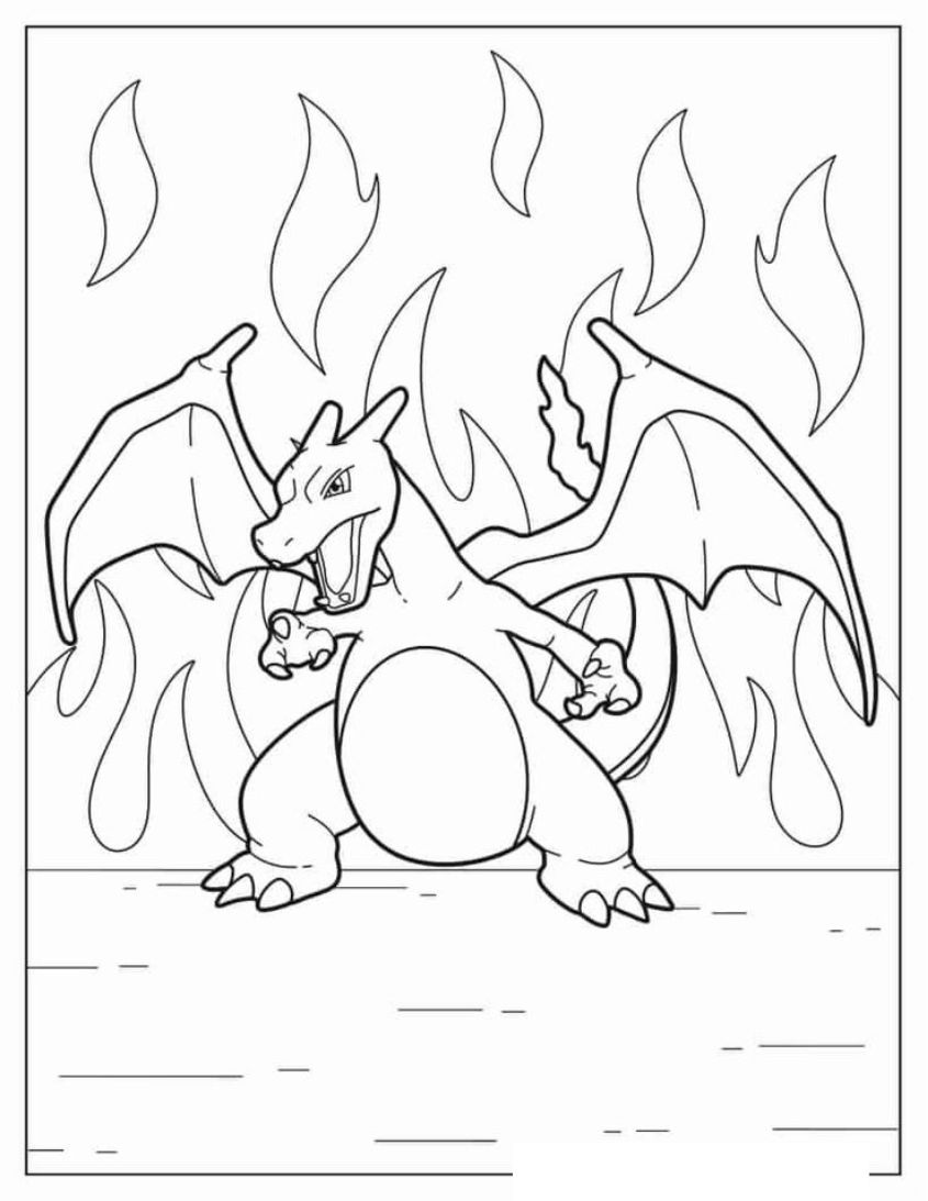 Tranh tô màu Pokemon Lizadon số 4