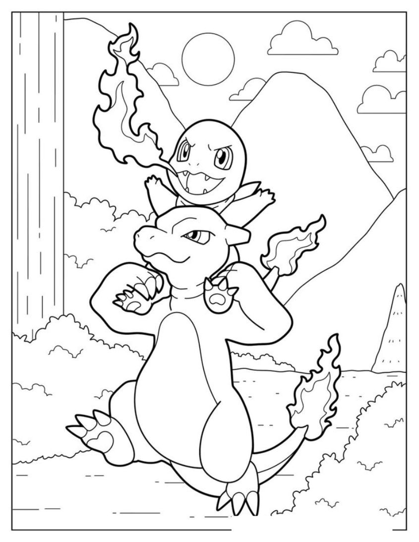 Tranh tô màu Pokemon Lizadon số 6