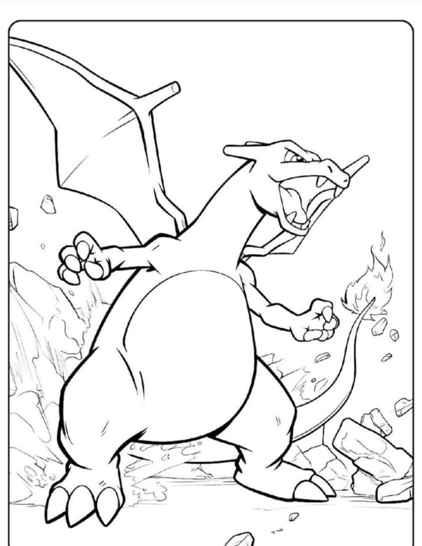 Tranh tô màu Pokemon Lizadon số 12