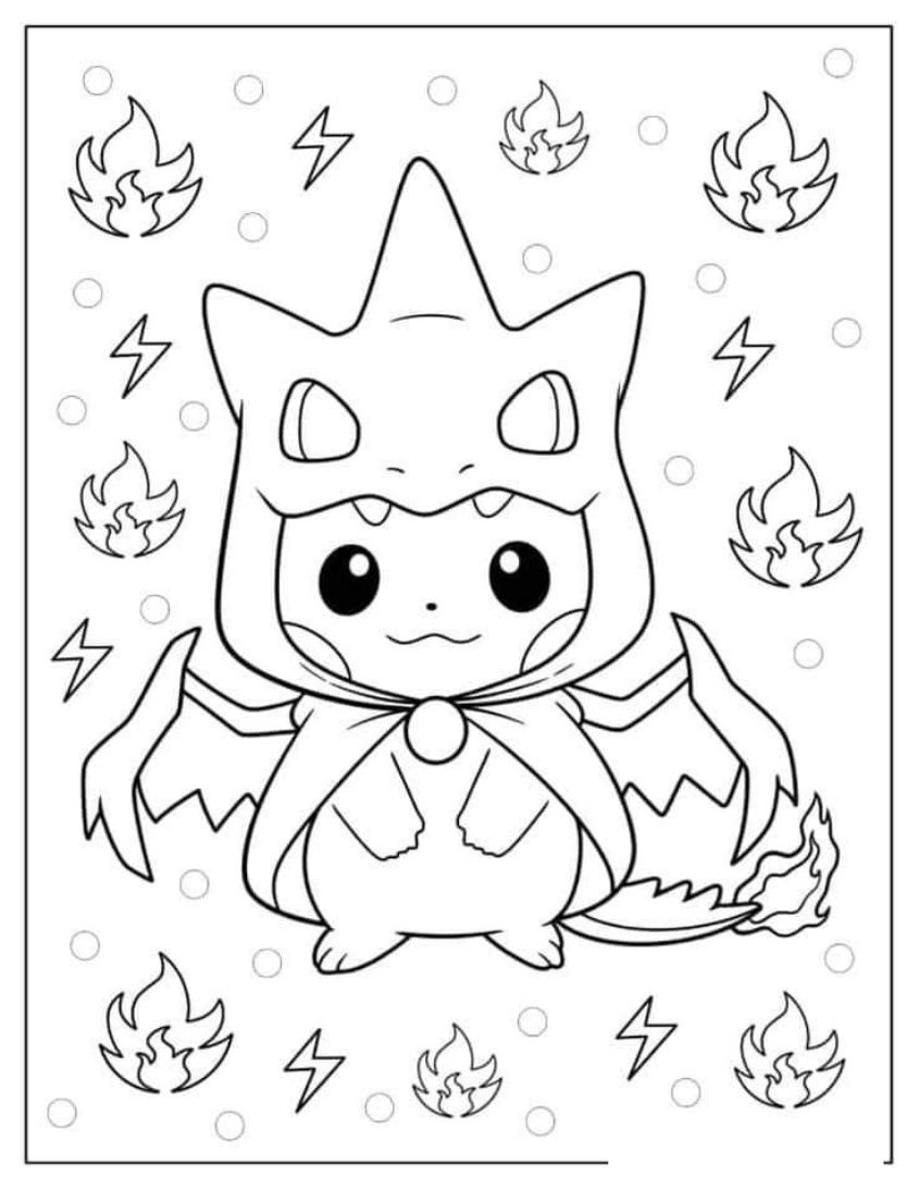 Tranh tô màu Pokemon cute, dễ thương số 14