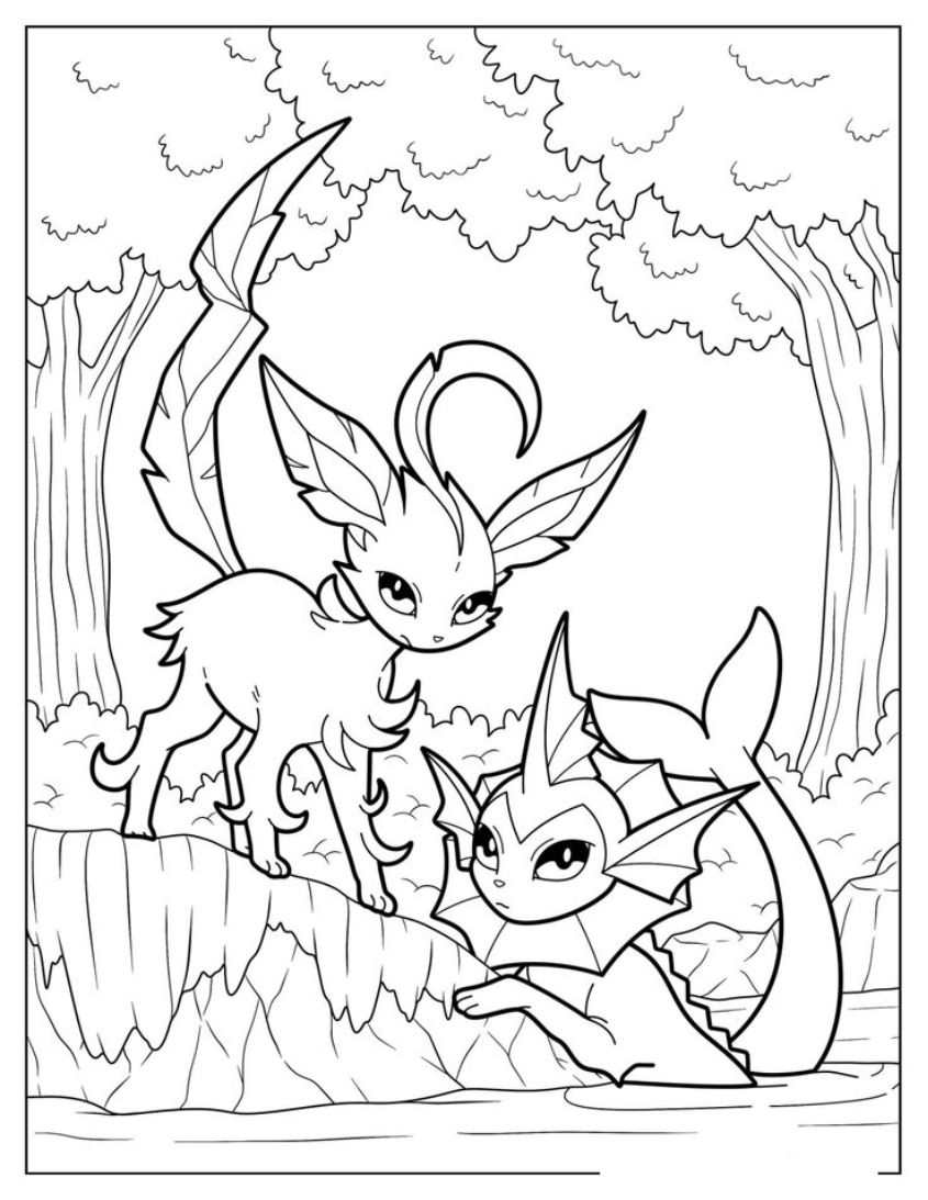 Tranh tô màu Pokemon Eevee tiến hóa số 2