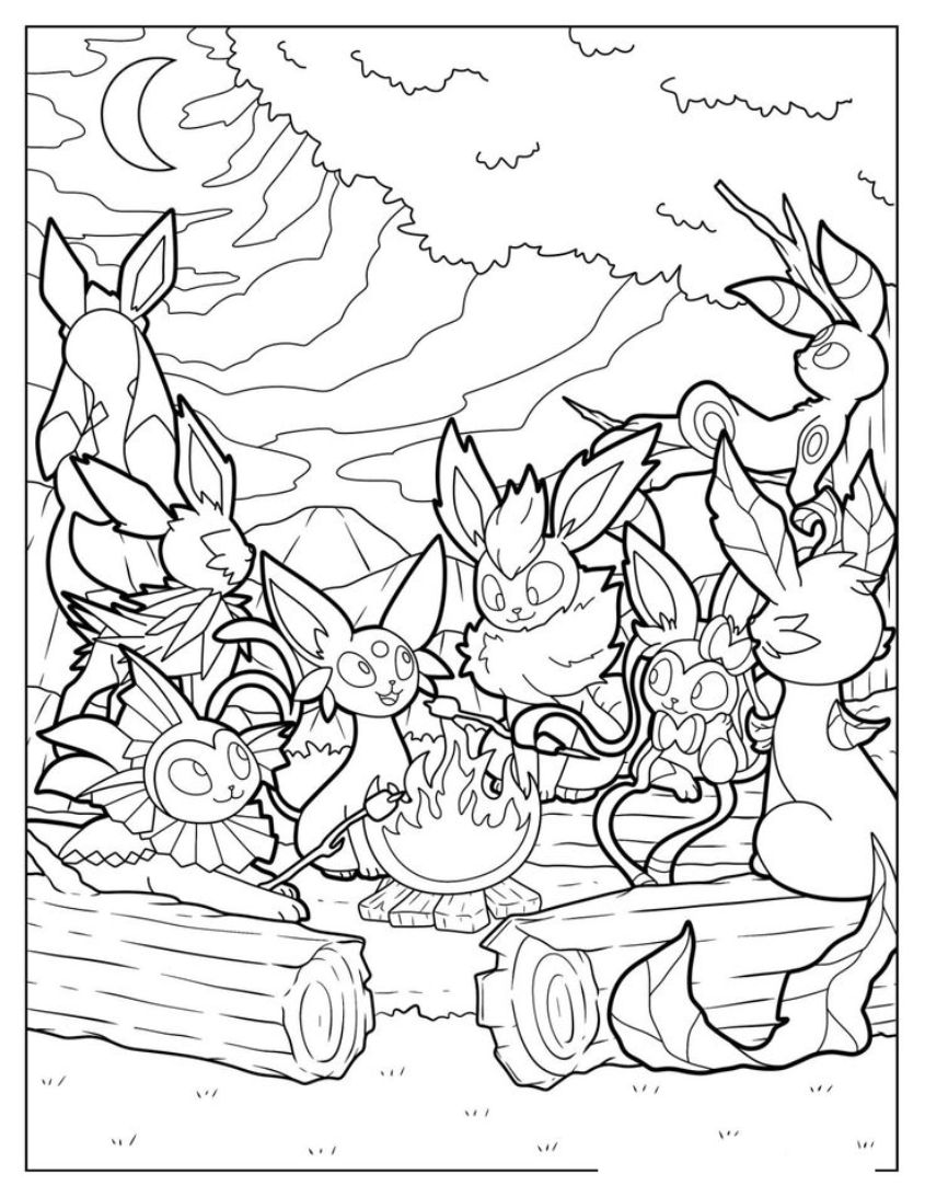 Tranh tô màu Pokemon Eevee tiến hóa số 3