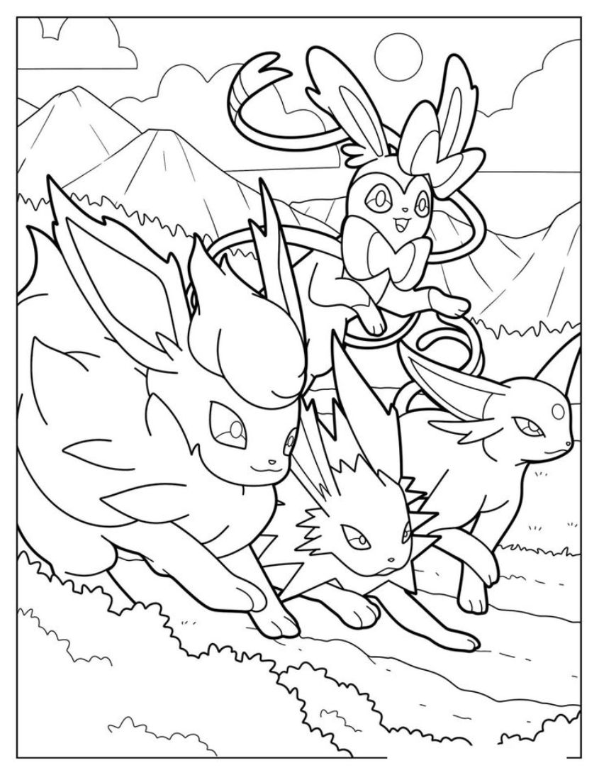 Tranh tô màu Pokemon Eevee tiến hóa số 5