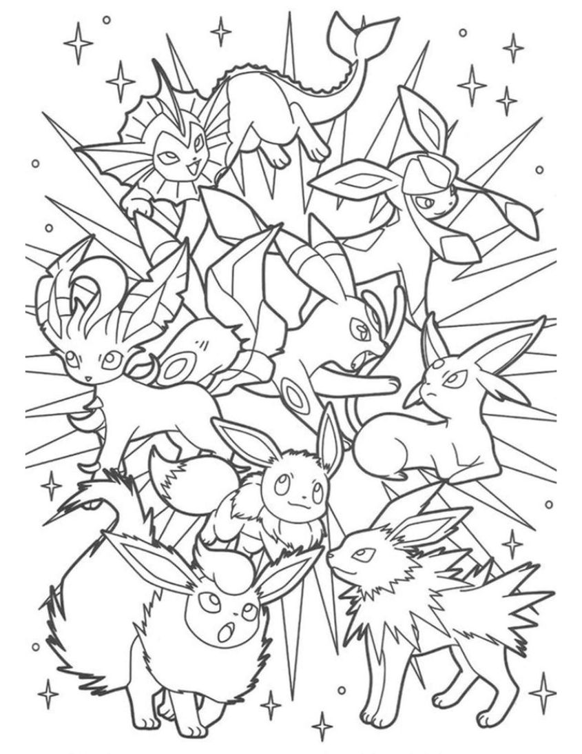 Tranh tô màu Pokemon Eevee tiến hóa số 6