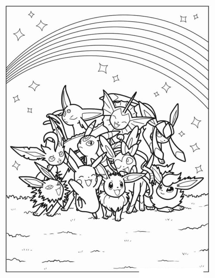 Tranh tô màu Pokemon Eevee tiến hóa số 7