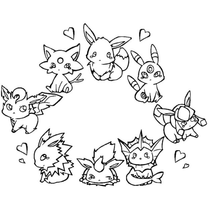 Tranh tô màu Pokemon Eevee tiến hóa số 10