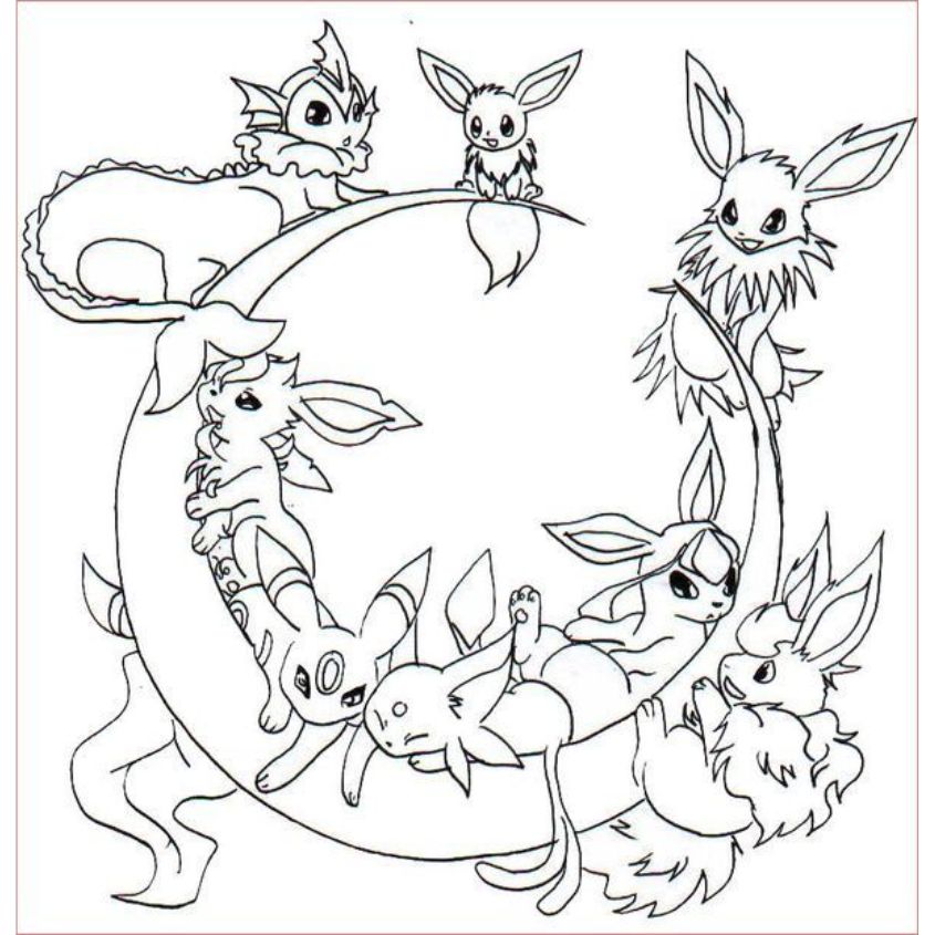 Tranh tô màu Pokemon Eevee tiến hóa số 11