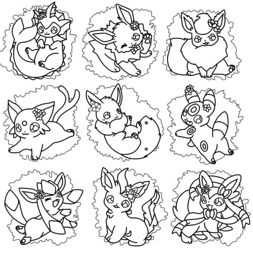 Tranh tô màu Pokemon Eevee tiến hóa số 13