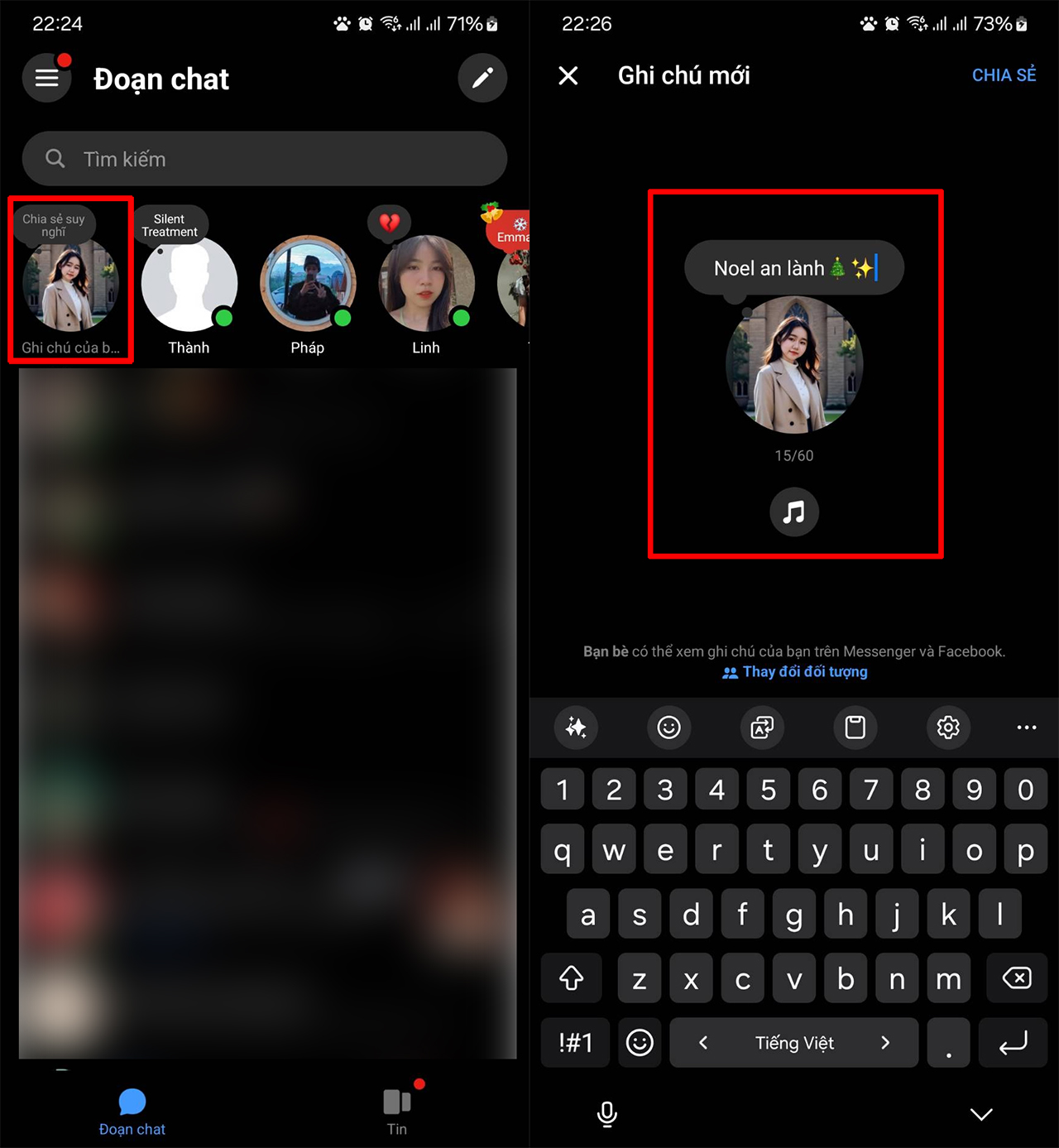 Cách đăng ghi chú Noel trên Messenger Cách đăng ghi chú Noel trên Messenger