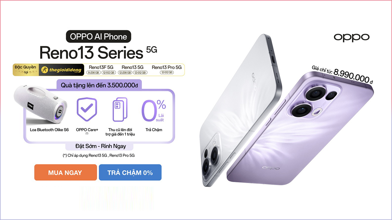 Tết vui sống động khi sở hữu bộ quà tặng lên đến 3.5 triệu khi đặt sớm OPPO Reno13 series Tết vui sống động khi sở hữu bộ quà tặng lên đến 3.5 triệu khi đặt sớm OPPO Reno13 series